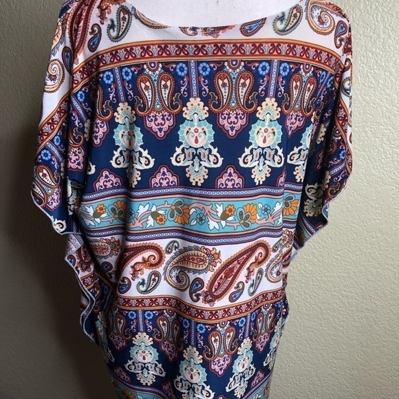 Star Vixen SZ Large Paisley Print in Earth Colors Oversized Blouse Top  * - Picture 2 of 6